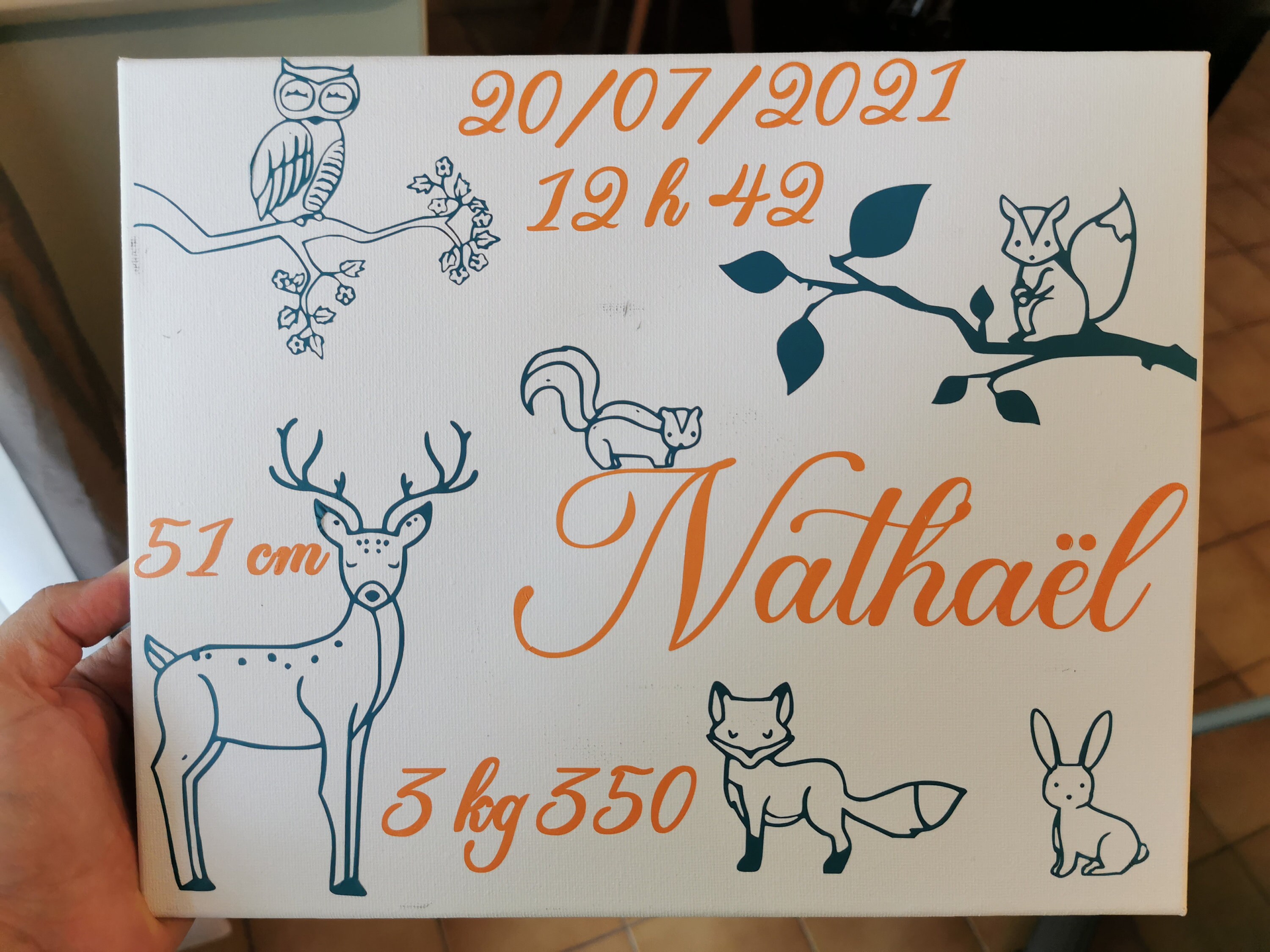 Toile Naissance Personnalisée Thème Foret