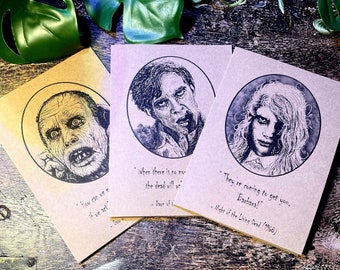 Zombie Card Set 0f 3/Original Horror Art Print Cards