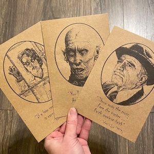 Conjunto de cartões de felicitações Salems Lot/Cartões de impressão de arte original/Mr Barlow/Salems Lot Cards/Cartões de vampiro/Presente de amante de terror/Stephen King/Fã de terror