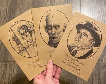 Salems Lot Greeting Card Set /Original Art Print Cards/Mr Barlow/Salems Lot Cards/Vampire Cards/Horror Lover Gift/Stephen King/Horror Fan