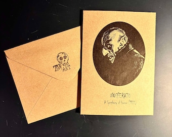 Nosferatu Art Card: Count Orlok Original Ink Print - Horror Movie Gift