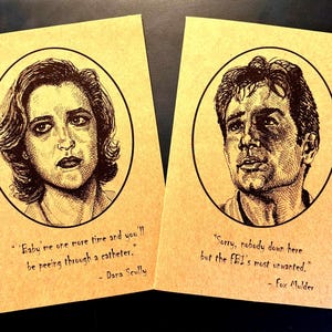 X-Files-kunstkaartenset van 2: originele Mulder en Scully-kunstdruk