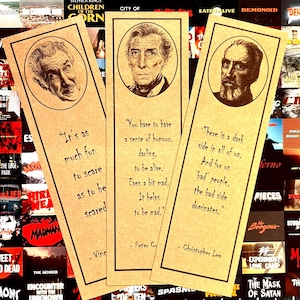 Juego de 3 marcadores de leyendas del terror: marcadores con impresiones artísticas originales