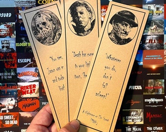 Slasher Villain Bookmarks, Set of 3 – Horror Movie Art Prints