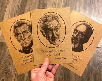 Horror Legends Greeting Card Set: Original Art Print Cards-Christopher Lee/Peter Cushing/Vincent Price