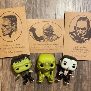 Universal Monsters Grußkarte 3er Set/Original Kunstdruck Karten/Dracula/Frankenstein/Gill Man/Horror Lover Geschenk/Universalfilme Geschenk