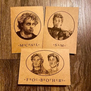 Conjunto de 3 cartões comemorativos "Lost Boys"/Cartões de arte originais/Jason Patric/Corey Feldman/Corey Haim/Arte "Lost Boys"/Cartão de vampiro/Fã de filmes dos anos 80