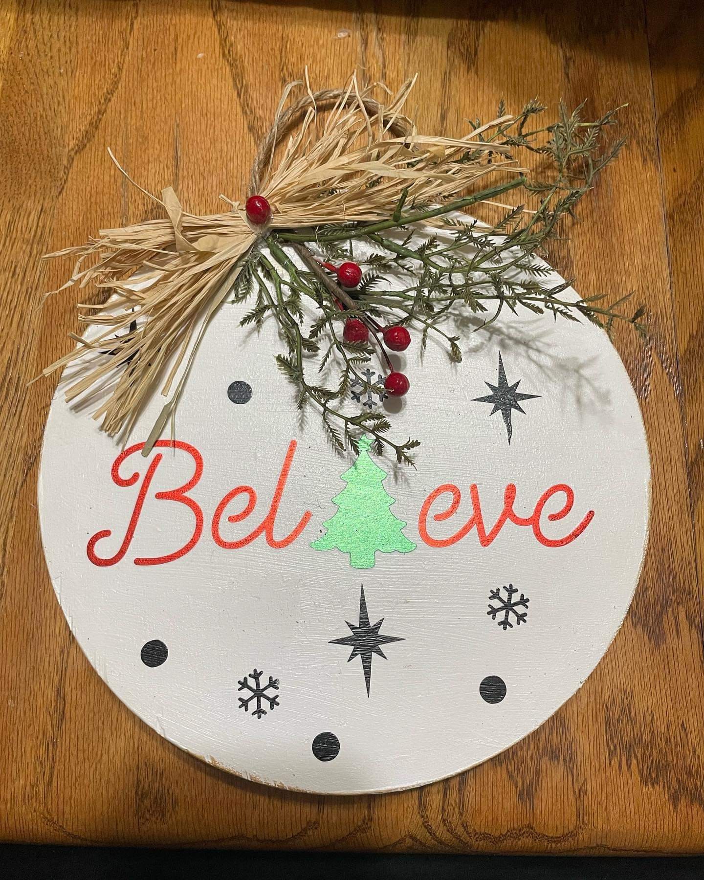 8 Round Country Christmas Wall Signs Etsy UK