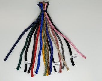 Carta de colores de cordones de polipropileno.