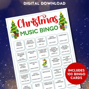 Bingo musical navideño, canciones navideñas, 60 tarjetas + lista de reproducción, juego divertido para familiares, amigos y fiestas