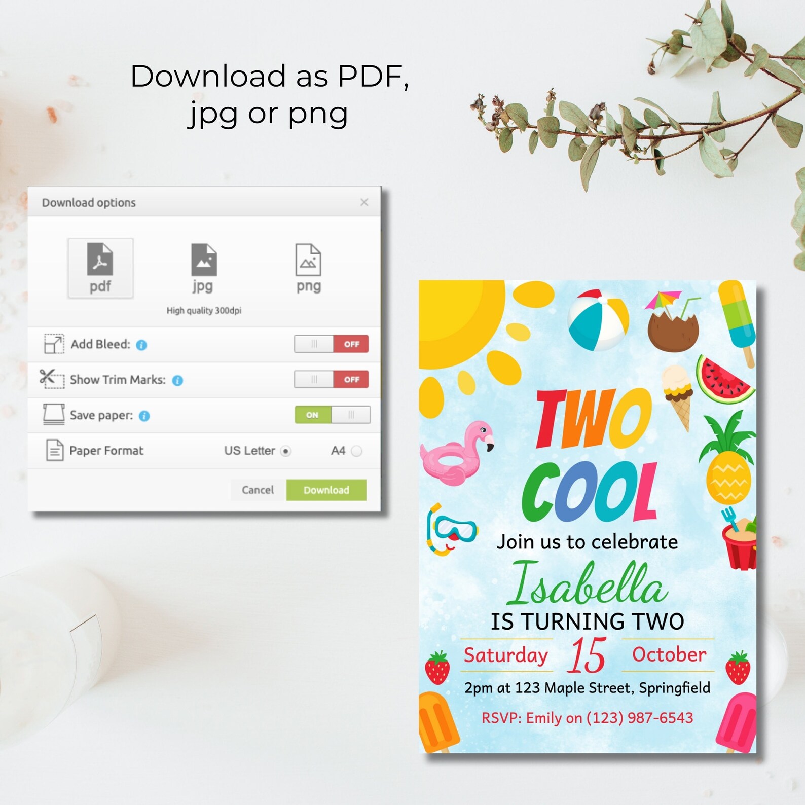Invited Cool Two Cool Invitation, Two Cool Printable, 2nd Birthday Party Invite ...