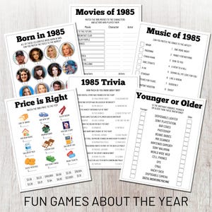 40th Birthday Party Game Bundle - 1984 Trivia & More, Set Of 40 Cards For 20 Guests - View #2