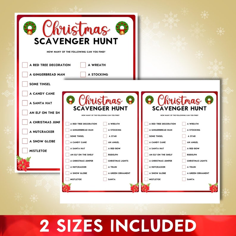 Christmas Scavenger Hunt Printable Game, Digital Download, Party Game ...