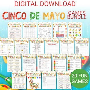 Cinco De Mayo Games Bundle, Fiesta Party, Family Game Night,  Mexican Party Games, Classroom Games, Cinco De Mayo Activity For Kids & Adults