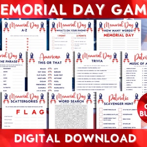 Memorial Day Games Bundle Printable Trivia Quiz Patriotic - Etsy
