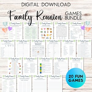 Family Reunion Games Bundle, 20 Printable Fun Party Games, Celebrations, Family Gathering Ideas, Adult Party