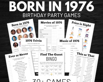 50th Birthday Party Games, Born in 1976 Trivia (Digital Download)