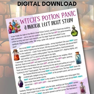 Halloween Left Right Game, The Witch's Potion Panic, Fun Printable Game for Kids & Adults, Perfect for Halloween Parties