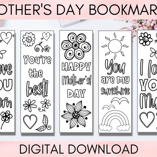 Mom Printable Coloring Bookmarks - Etsy