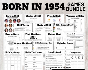 72nd Birthday Party Games, Born in 1954 Trivia (Digital Download)