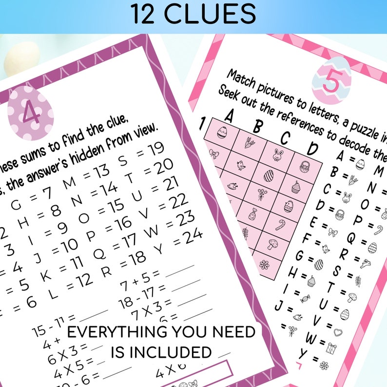 Easter Scavenger Hunt For Teens & Tweens, Indoor Easter Treasure Hunt For Older Kids, Easter Activity, Puzzles, Printable Easter Egg Hunt