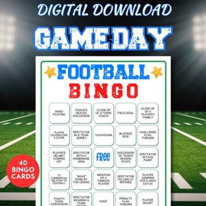 Bingo de fútbol, 40 cartones de bingo únicos, actividad de fútbol, juego de bingo imprimible para niños, cartones de bingo de fútbol para niños