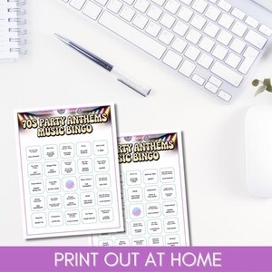 70s Party Anthems Music Bingo, 75 Songs, 100 Cards, Printable Retro Party Game
