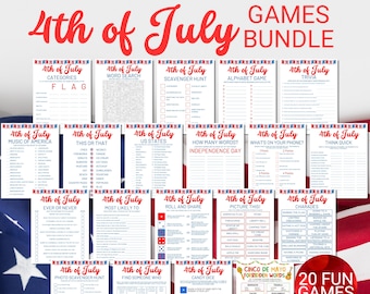 4th of July Party Games Bundle, Instant Download, USA Independence Day, Patriotic Games, Fun Festive Activities, Picnic Ideas