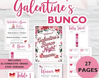Galentine's Bunco Score Sheets, Printable Bunco Game, Galentine's Day Party, Fun Family Game Night