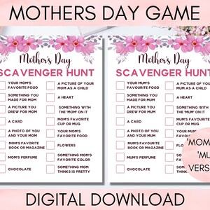 Printable Mother's Day Scavenger Hunt Game, Family Game Night ...