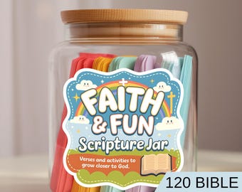 Frasco con versículos bíblicos para niños, frasco con versículos bíblicos para hacer uno mismo, versículos bíblicos imprimibles con actividades, regalo cristiano para niños