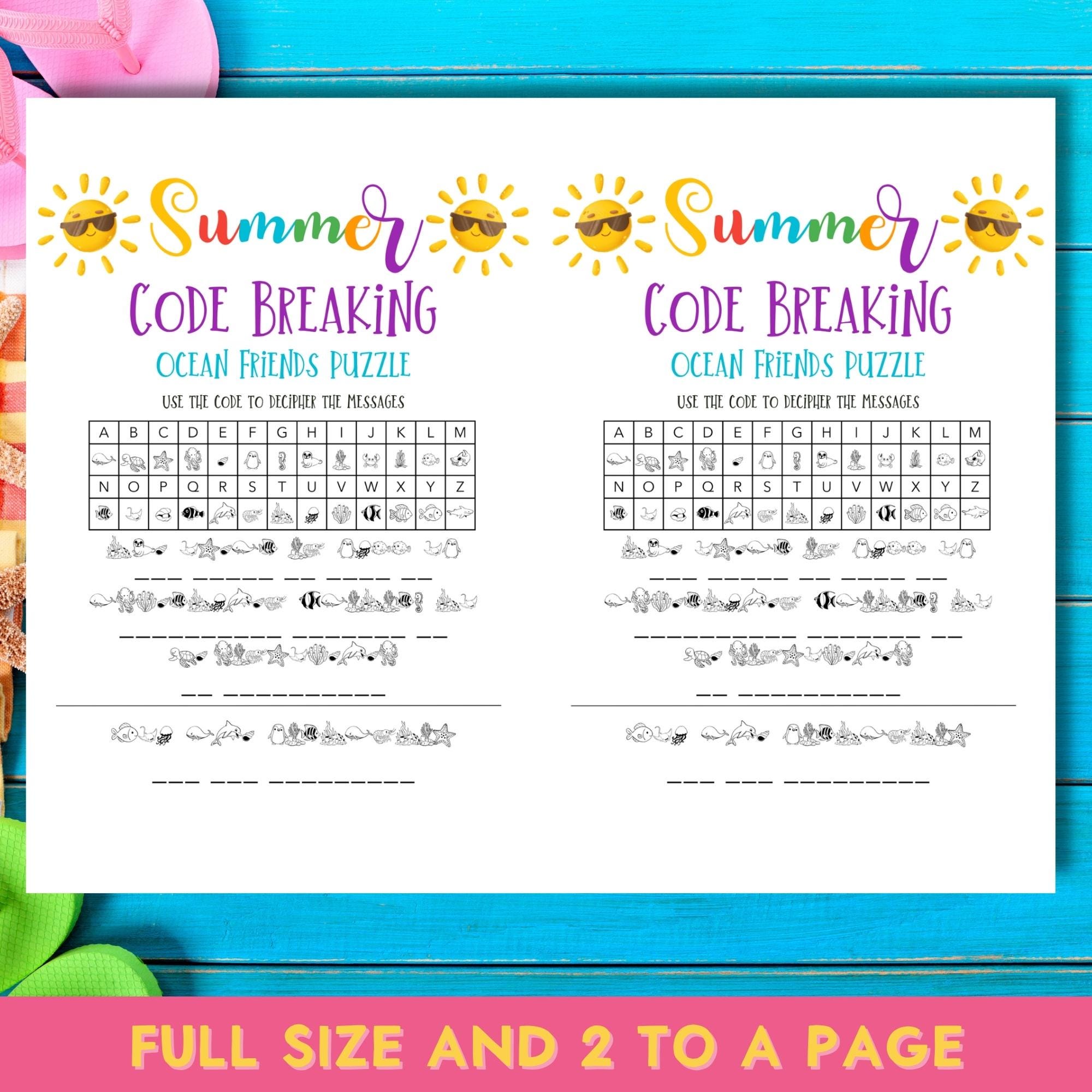 Summer Code Breaking Activity, Printable Activities, Pool Party, Family ...