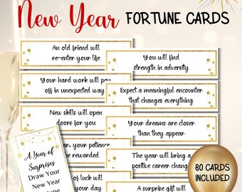 Carte della fortuna di Capodanno, Barattolo della fortuna, Festa di Capodanno, Gioco di carte per la famiglia di Capodanno, Festa di famiglia, Gioco stampabile per la vigilia di Capodanno