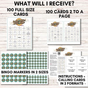 Golden Oldies Music Bingo – 50s and 60s Songs Game, Printable Music Bingo Cards, Retro Family Fun, Senior Center Party Game