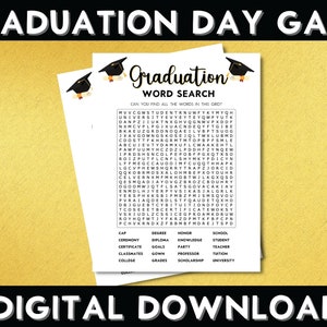 Printable Graduation Party Word Search, College, High School Graduate Party Pack, Class of 2022