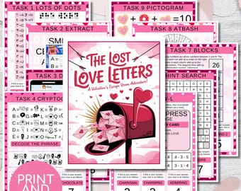 Valentine's Day Escape Room Kit, DIY Printable Game for Kids, Perfect for Parties and Family Fun