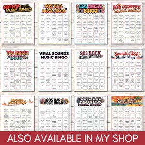 Singalong Classics Music Bingo, 75 Songs, 200 Cards, Printable Party Game, Instant Download