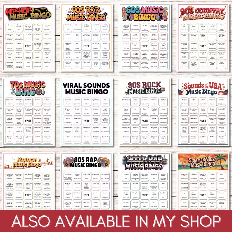 Singalong Classics Music Bingo, 75 Songs, 200 Cards, Printable Party Game, Instant Download