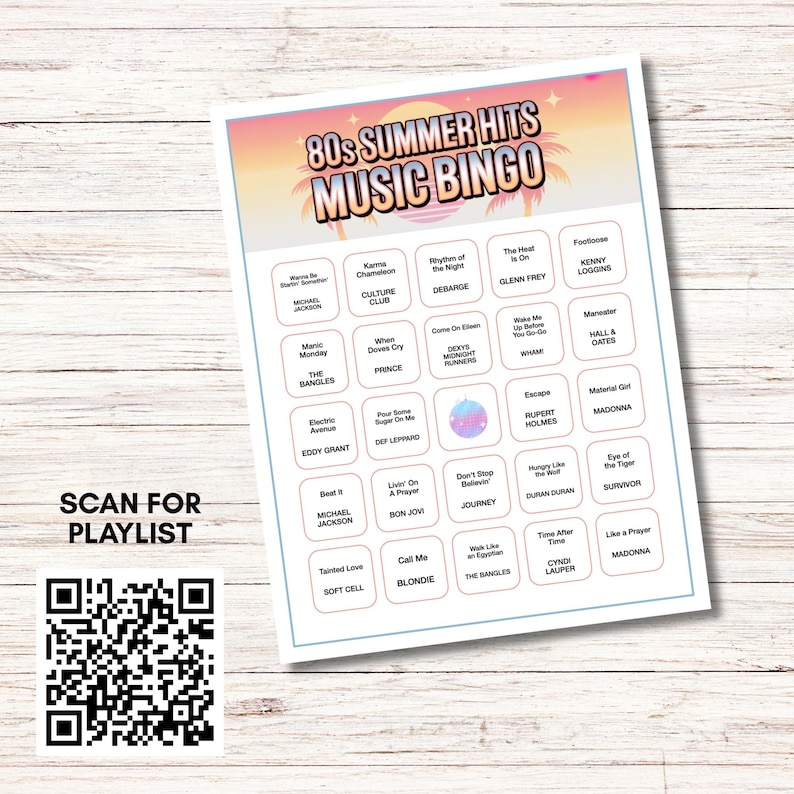 Summer Music Bingo Bundle – 5 Printable Games, 300 Cards | 80s 90s 2000s & More