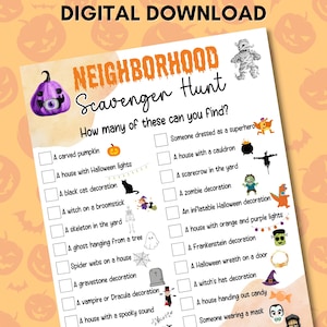 Chasse au trésor d'Halloween dans le quartier pour enfants, activité de plein air pour les familles, aventure d'Halloween amusante