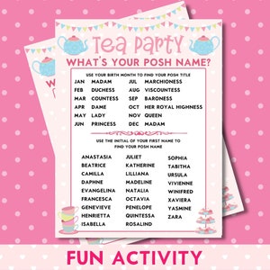 Tea Party Printable This or That Game, Girls Birthday Party, Afternoon ...