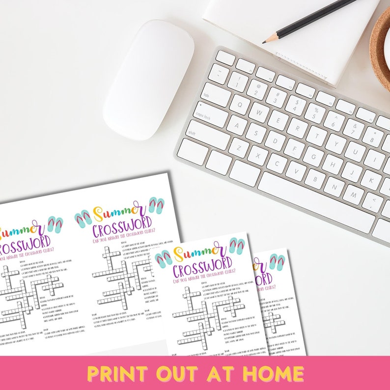 Summer Crossword Page Printable Activities Pool Party Etsy
