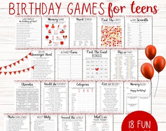 Teen Girl Birthday Party Games, Girls Sleepover Birthday Games, Sweet 16, Red Decor, How Well Do You Know The Birthday Girl, Printable