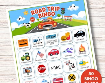 Road Trip Bingo for Kids – Printable Car Game, Travel Activity for Families, Summer Travel Fun, Instant Download, Bingo Printable PDF