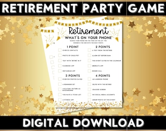 Printable Retirement Party What's On Your Phone Game, Icebreaker, Work Party For Retiree, Coworker, Family