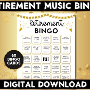 Bingo à musique pour fête de retraite, 60 cartes de bingo, fête de travail pour retraité, collègue, imprimable