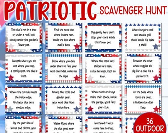 Outdoor Scavenger Hunt, Stars and Stripes Theme, Memorial Day, 4th Of July, Labor Day, BBQ Games
