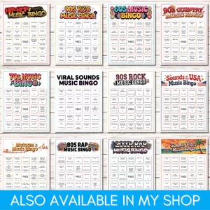 Yacht Rock Music Bingo – 70s 80s Soft Rock Party Game Printable