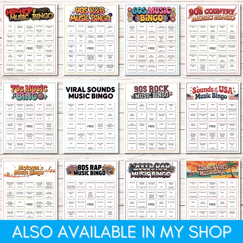 Yacht Rock Music Bingo – 70s 80s Soft Rock Party Game Printable