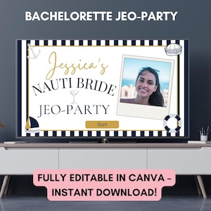 Nauti Bride JeoParty Game, Canva Template, Fun & Editable Nautical Bachelorette Game, Bridal Shower, Digital Download